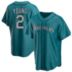 BIPIHUC S.Mariners #2 Cole Young Player Teal Home Game Stitched Jerseys
