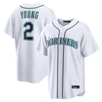 BIPIHUC S.Mariners #2 Cole Young Player White Home Game Stitched Jerseys