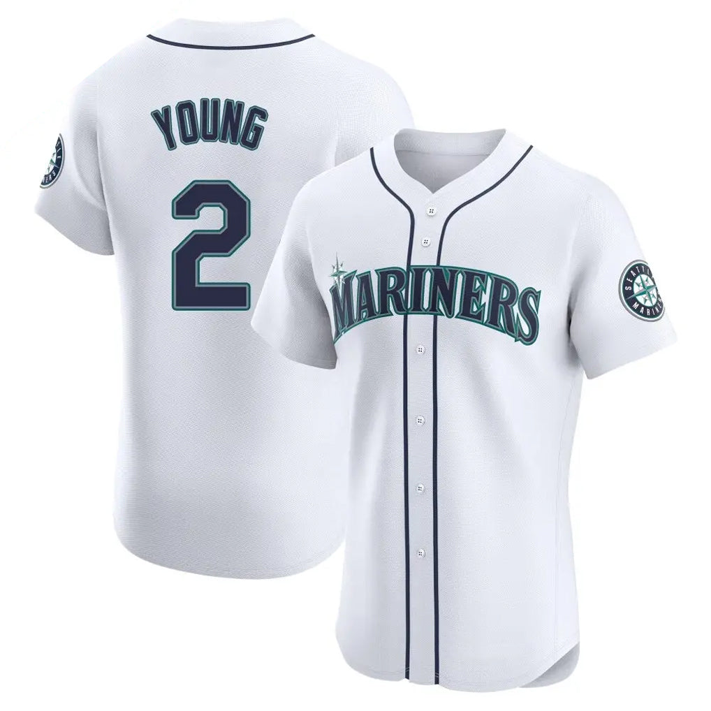BIPIHUC S.Mariners #2 Cole Young Player White Home Limited Elite Stitched Jerseys