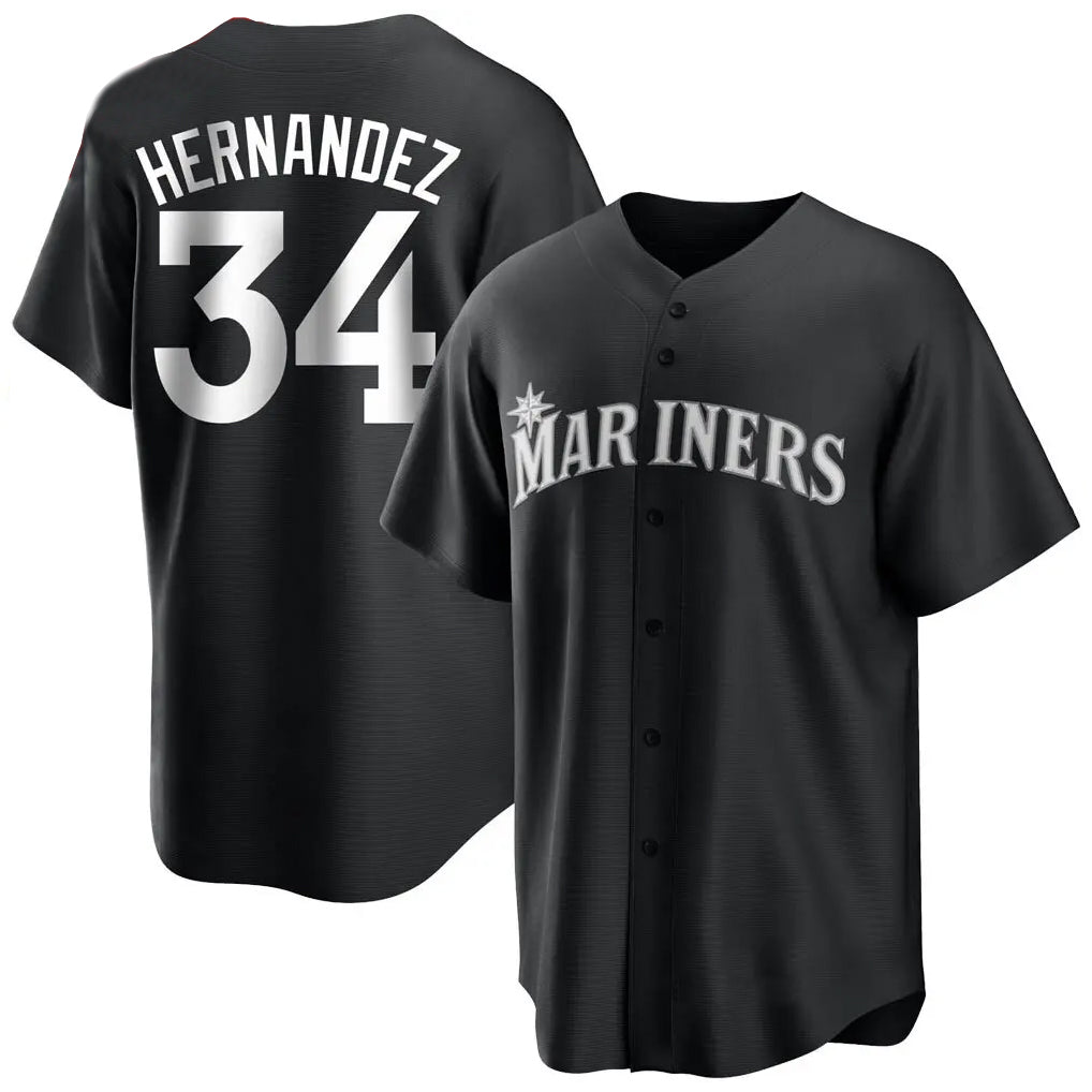 BIPIHUC S.Mariners #34 Felix Hernandez Player Black Home Limited Stitched Jerseys