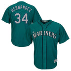 BIPIHUC S.Mariners #34 Felix Hernandez Player Teal Majestic Cool Base Limited Stitched Jerseys