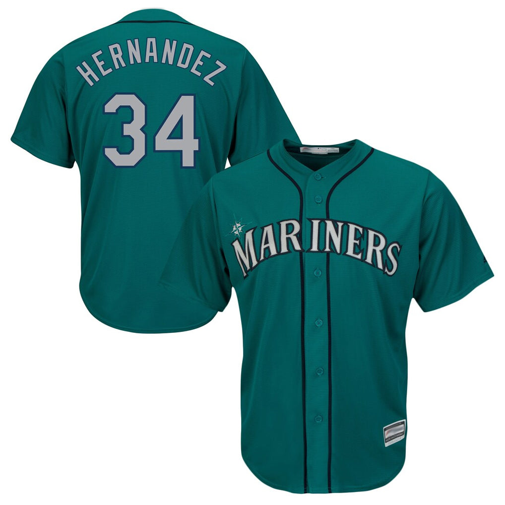 BIPIHUC S.Mariners #34 Felix Hernandez Player Teal Majestic Cool Base Limited Stitched Jerseys