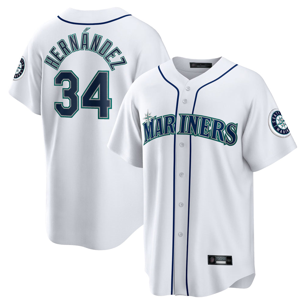 BIPIHUC S.Mariners #34 Felix Hernandez Player White Home Game Stitched Jerseys