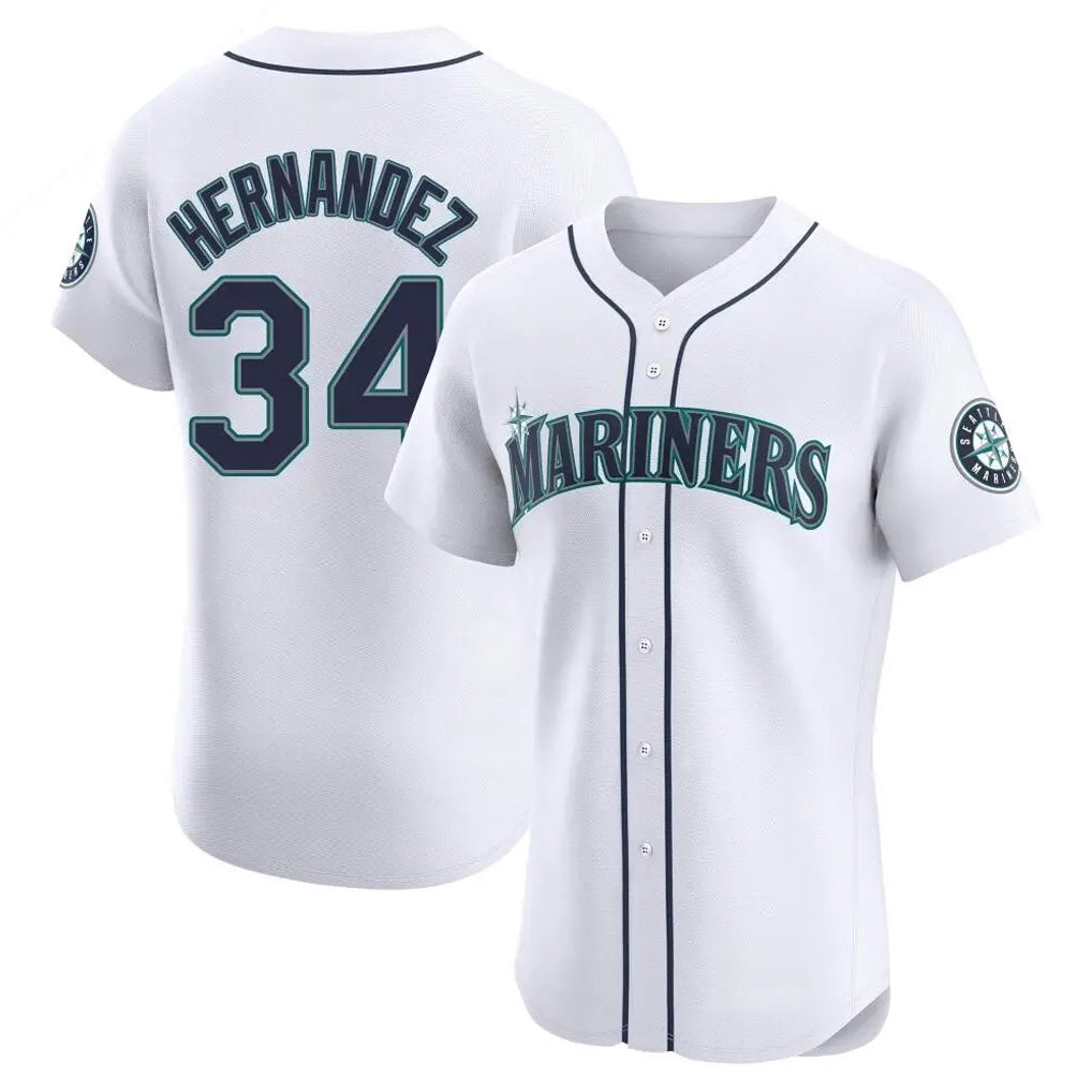 BIPIHUC S.Mariners #34 Felix Hernandez Player White Home Limited Elite Stitched Jerseys