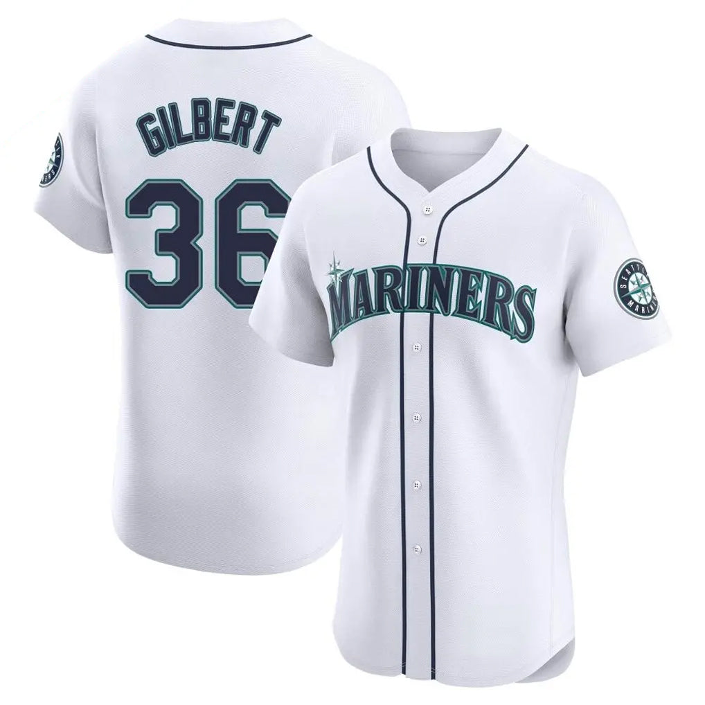 BIPIHUC S.Mariners #36 Logan Gilbert Player White Home Limited Elite Stitched Jerseys