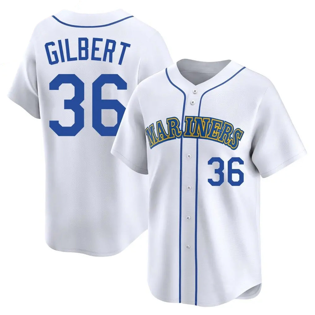 BIPIHUC S.Mariners #36 Logan Gilbert Player White Throwback Cooperstown Collection Limited Game Stitched Jerseys