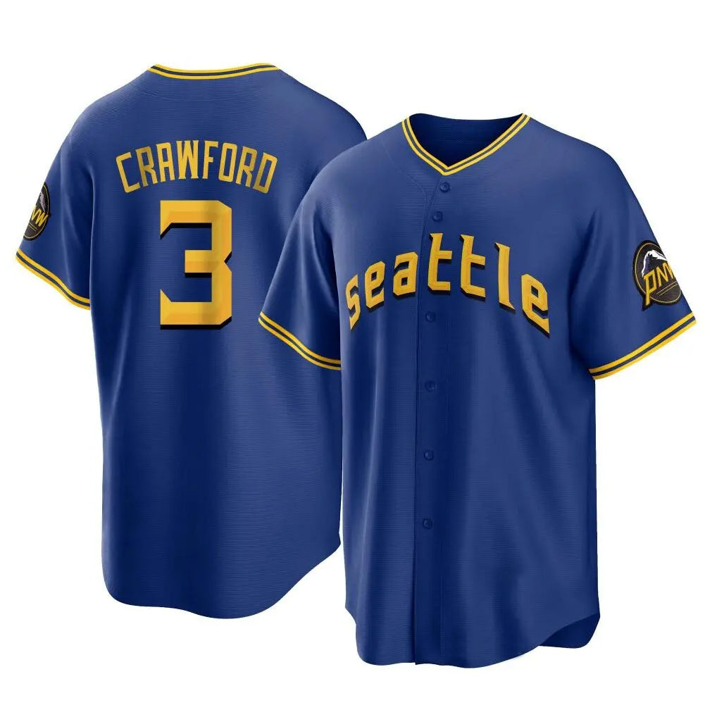 BIPIHUC S.Mariners #3 J.P. Crawford Player Royal City Connect Home Game Stitched Jerseys