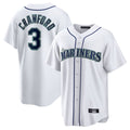 BIPIHUC S.Mariners #3 J.P. Crawford Player White Home Game Stitched Jerseys
