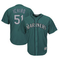 BIPIHUC S.Mariners #51 Ichiro Suzuki Player Aqua Majestic Cool Base Limited Stitched Jerseys