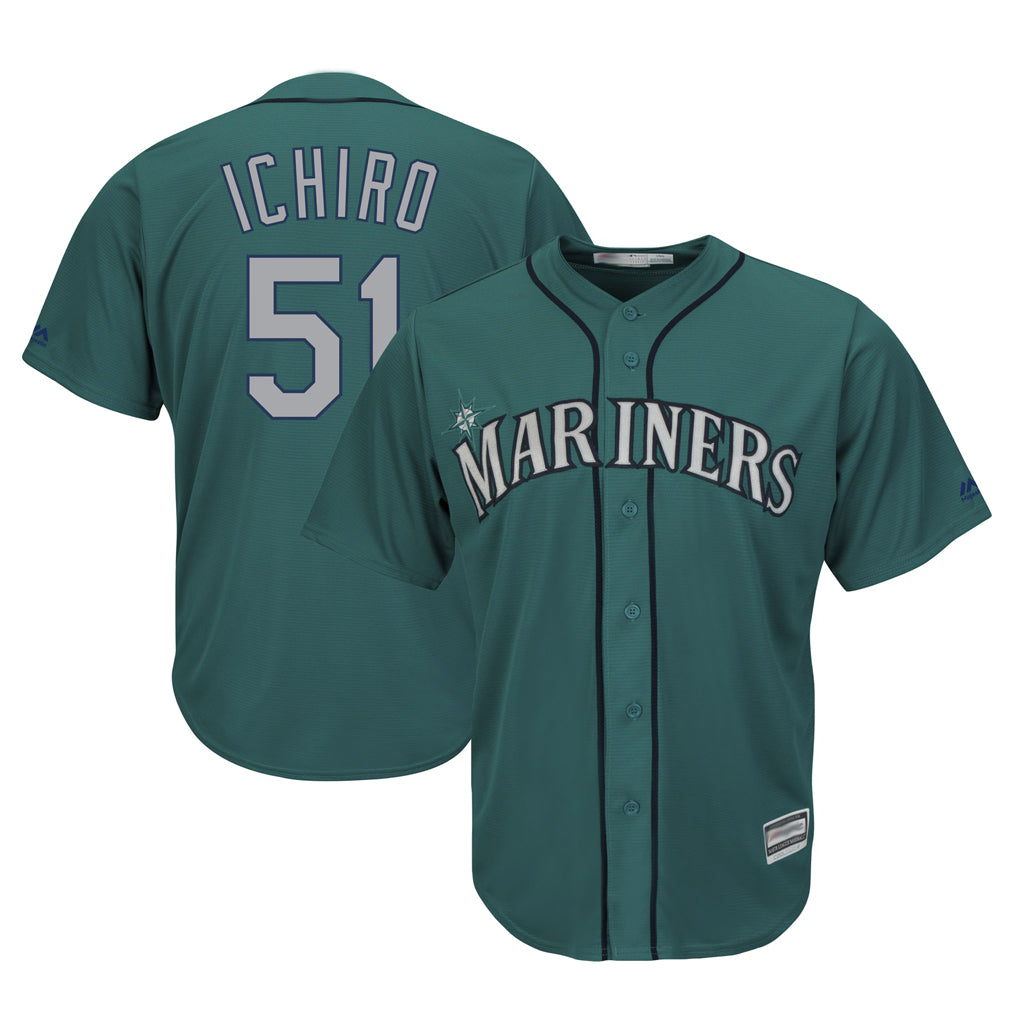 BIPIHUC S.Mariners #51 Ichiro Suzuki Player Aqua Majestic Cool Base Limited Stitched Jerseys