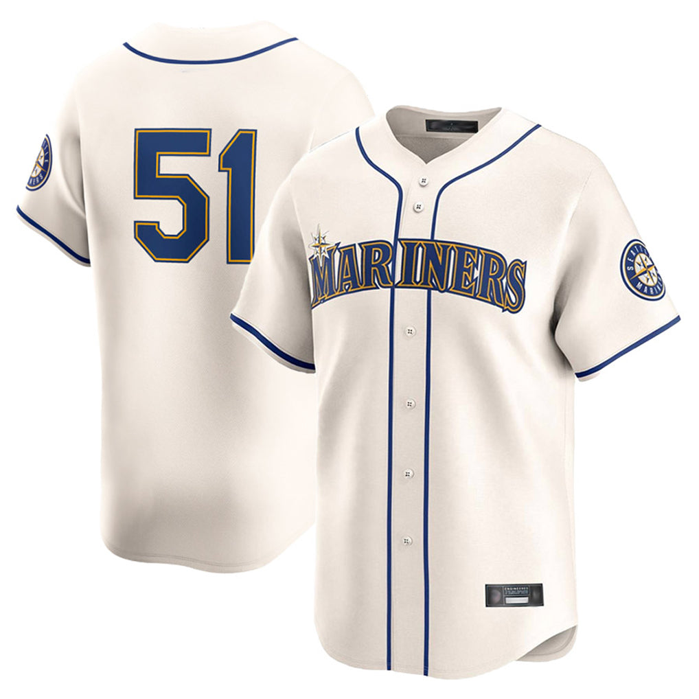 BIPIHUC S.Mariners #51 Ichiro Suzuki Player Cream Home Limited Stitched Jerseys