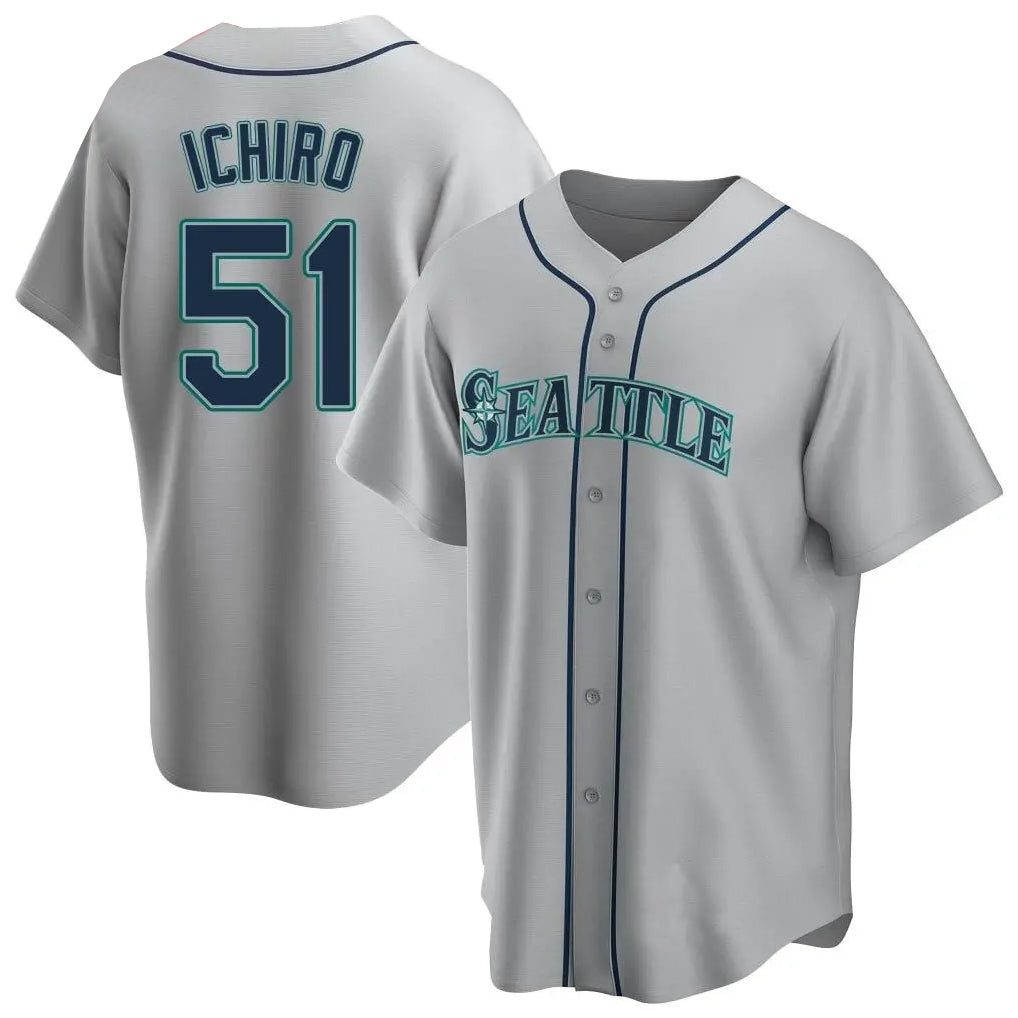 BIPIHUC S.Mariners #51 Ichiro Suzuki Player Gray Home Game Stitched Jerseys