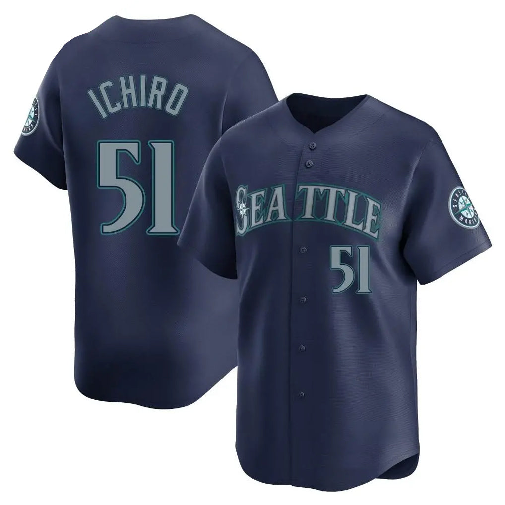 BIPIHUC S.Mariners #51 Ichiro Suzuki Player Navy Home Limited Stitched Jerseys