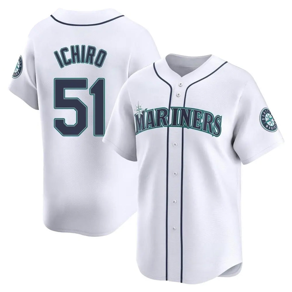 BIPIHUC S.Mariners #51 Ichiro Suzuki Player White Home Limited Stitched Jerseys