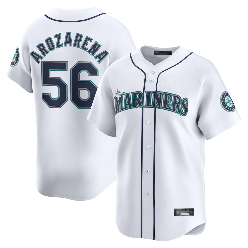 BIPIHUC S.Mariners #56 Randy Arozarena Player White Home Limited Stitched Jerseys