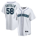 BIPIHUC S.Mariners #58 Luis Castillo Player White Home Game Stitched Jerseys