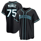 BIPIHUC S.Mariners #75 Andres Munoz Player Black Fashion Home Limited Stitched Jerseys