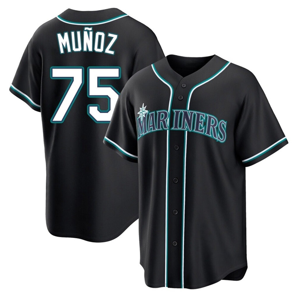 BIPIHUC S.Mariners #75 Andres Munoz Player Black Fashion Home Limited Stitched Jerseys