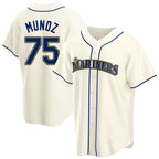 BIPIHUC S.Mariners #75 Andres Munoz Player Cream Home Game Stitched Jerseys