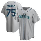BIPIHUC S.Mariners #75 Andres Munoz Player Gray Home Game Stitched Jerseys