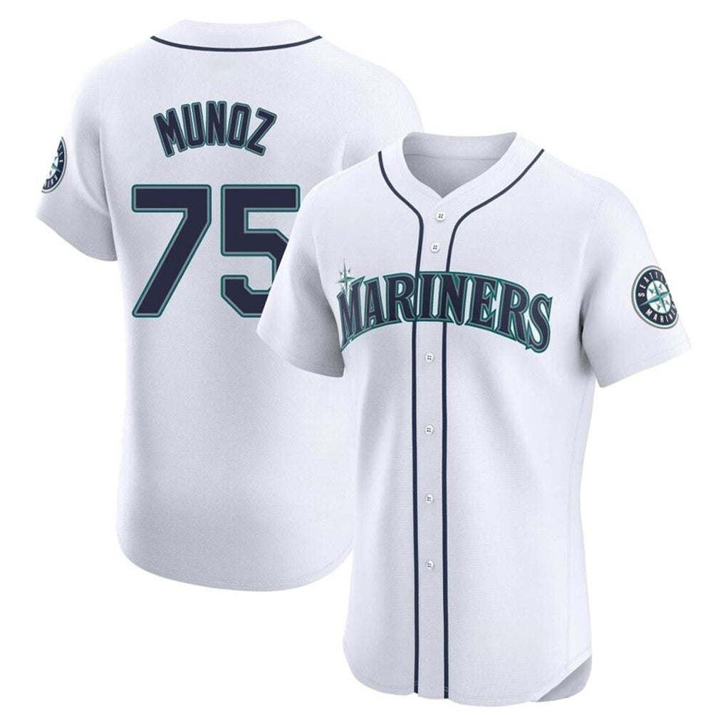 BIPIHUC S.Mariners #75 Andres Munoz Player White Home Limited Elite Stitched Jerseys