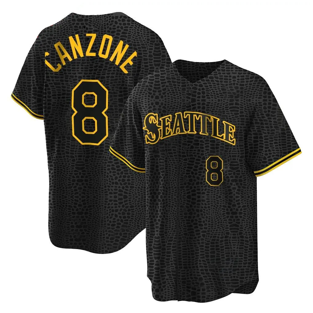 BIPIHUC S.Mariners #8 Dominic Canzone Player Black Snake Skin City Home Limited Stitched Jerseys