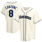 BIPIHUC S.Mariners #8 Dominic Canzone Player Cream Home Game Stitched Jerseys