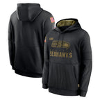 BIPIHUC S.Seahawks Black Salute to Service Hoodies Limited Game Blank Player Stitched Jerseys