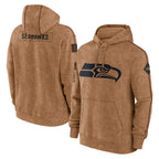 BIPIHUC S.Seahawks Brown Limited Salute to Service Pullover Hoodies Game Blank Player Stitched Jerseys