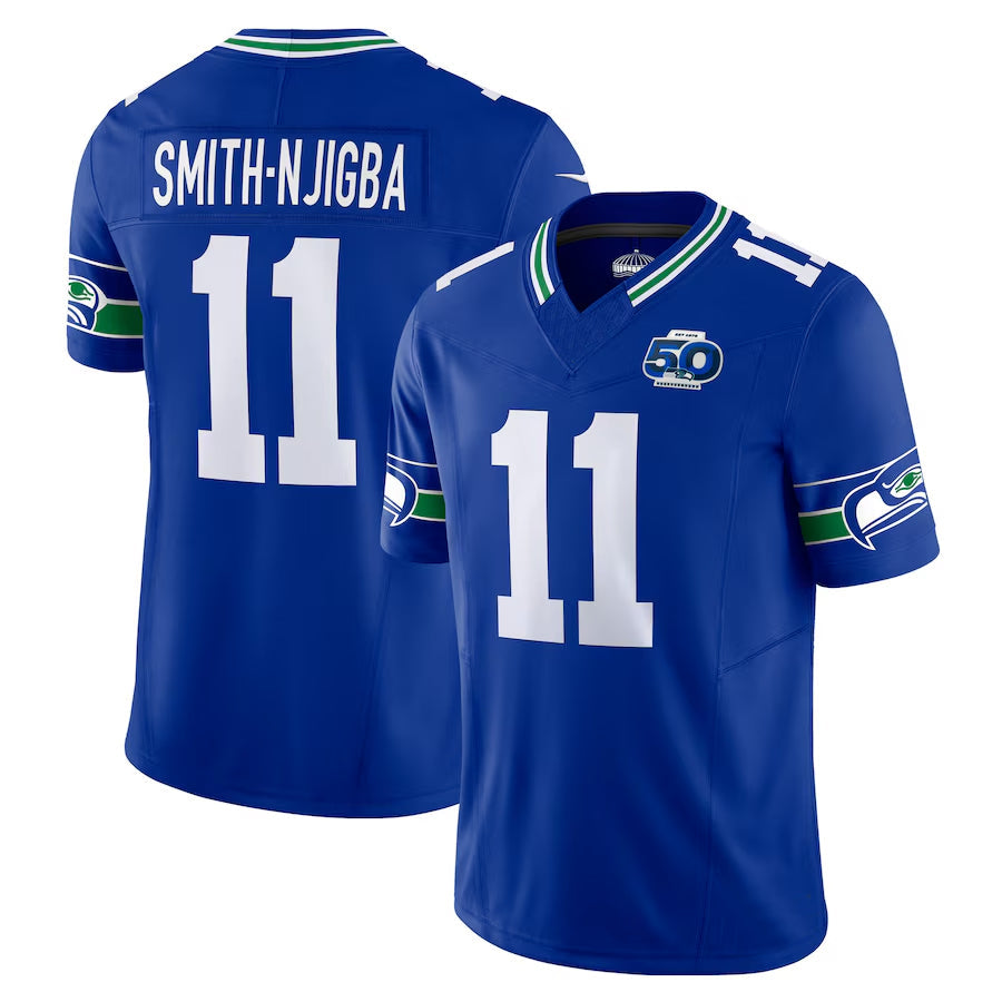 BIPIHUC S.Seahawks #11 Jaxon Smith-Njigba Player Royal 50th Season Vapor F.U.S.E. Limited Stitched Jerseys