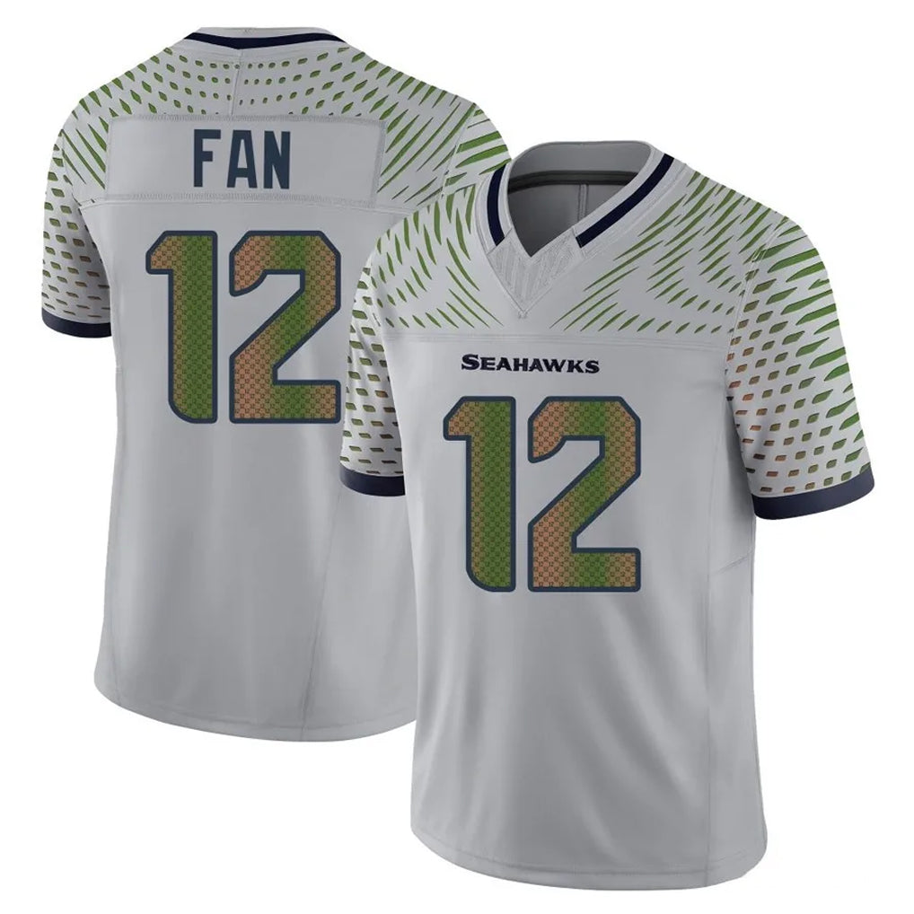 BIPIHUC S.Seahawks #12 12th Fan Player Grey Limited 2025 Rivalries Collection Home Game Stitched Jerseys