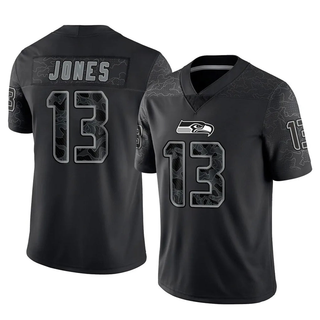 BIPIHUC S.Seahawks #13 Ernest Jones IV Player Black Limited Reflective Home Game Stitched Jerseys