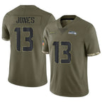 BIPIHUC S.Seahawks #13 Ernest Jones IV Player Olive Limited Salute To Service Home Game Stitched Jerseys