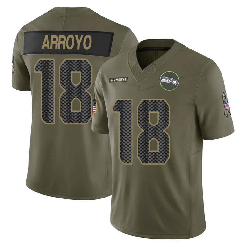 BIPIHUC S.Seahawks #18 Elijah Arroyo Player Olive 2025 Salute To Service Limited Home Game Stitched Jerseys