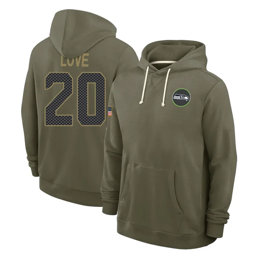 BIPIHUC S.Seahawks #20 Julian Love Player Olive Salute to Service Pullover Hoodies Limited Stitched Jerseys