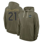 BIPIHUC S.Seahawks #21 Devon Witherspoon Player Olive Salute to Service Pullover Hoodies Limited Stitched Jerseys