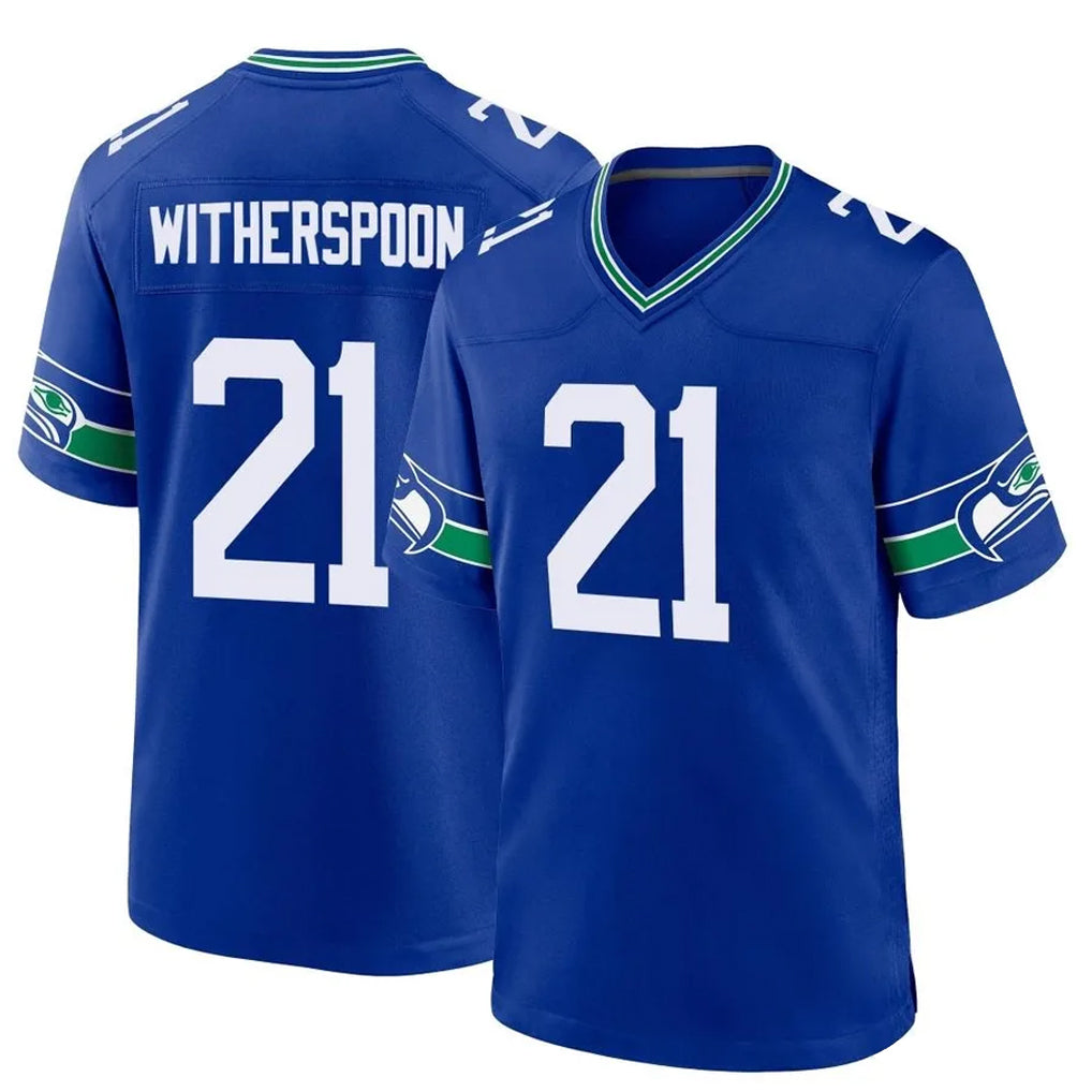 BIPIHUC S.Seahawks #21 Devon Witherspoon Player Royal Throwback Home Game Stitched Jerseys