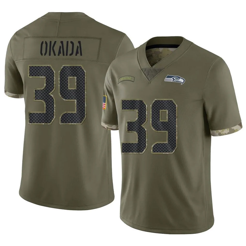 BIPIHUC S.Seahawks #39 Ty Okada Player Olive Limited Salute To Service Home Game Stitched Jerseys
