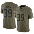 BIPIHUC S.Seahawks #39 Ty Okada Player Olive Limited Salute To Service Home Game Stitched Jerseys