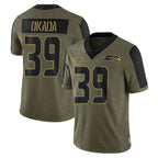 BIPIHUC S.Seahawks #39 Ty Okada Player Olive Salute To Service Limited Game Stitched Jerseys