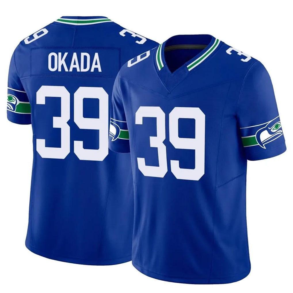 BIPIHUC S.Seahawks #39 Ty Okada Player Royal Limited Throwback Vapor F.U.S.E. Home Game Stitched Jerseys