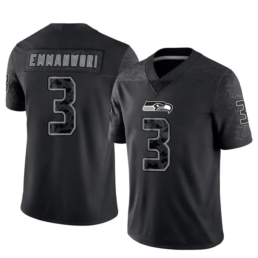 BIPIHUC S.Seahawks #3 Nick Emmanwori Player Black RFLCTV Limited Football Jerseys
