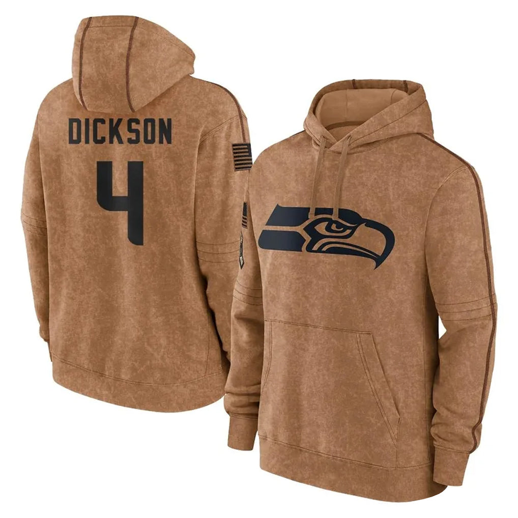 BIPIHUC S.Seahawks #4 Michael Dickson Player Brown Limited Salute to Service Pullover Hoodies Game Stitched Jerseys