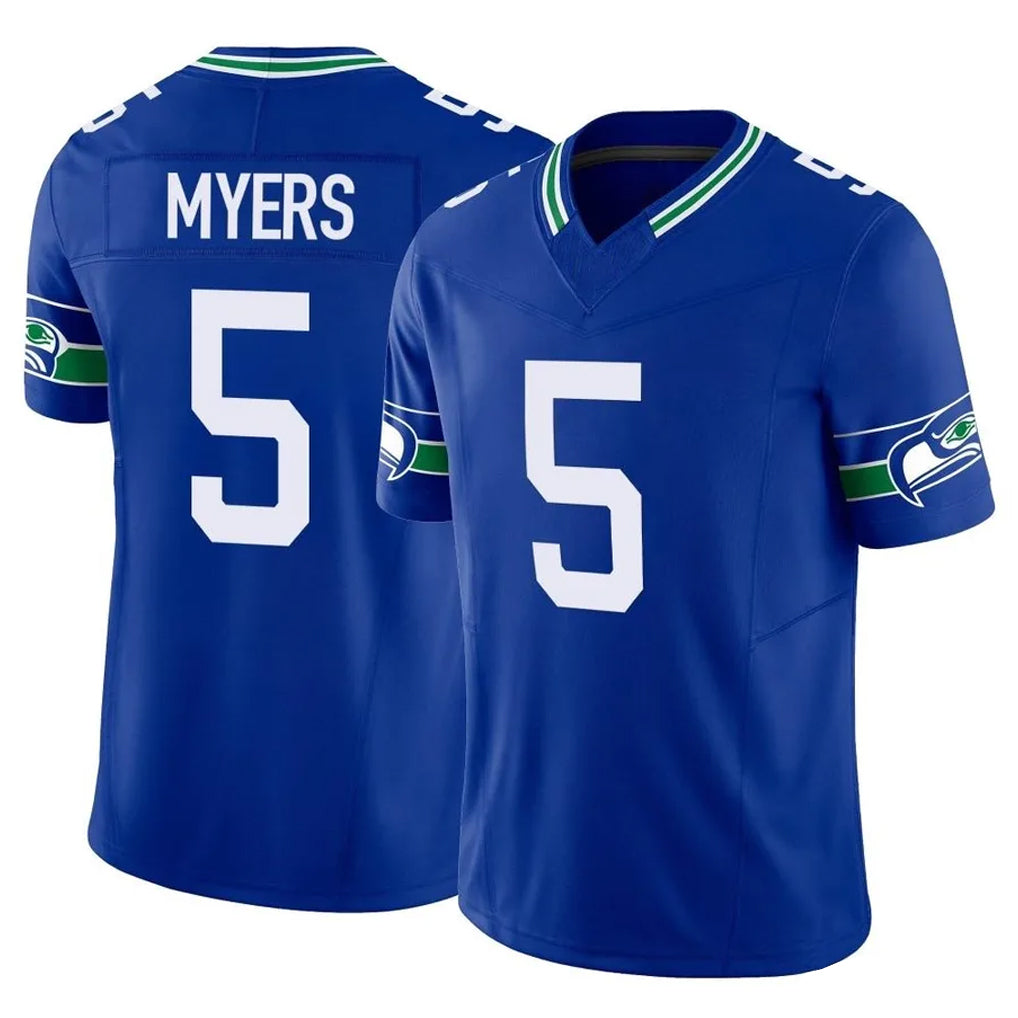 BIPIHUC S.Seahawks #5 Jason Myers Player Royal Limited Throwback Vapor F.U.S.E. Home Game Stitched Jerseys