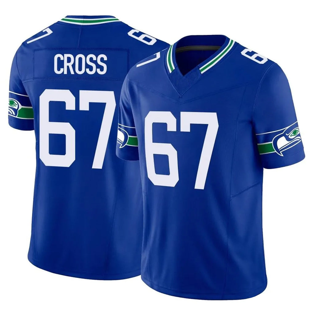 BIPIHUC S.Seahawks #67 Charles Cross Player Royal Limited Throwback Vapor F.U.S.E. Home Game Stitched Jerseys
