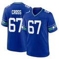 BIPIHUC S.Seahawks #67 Charles Cross Player Royal Throwback Home Game Stitched Jerseys