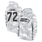 BIPIHUC S.Seahawks #72 Abraham Lucas Player Arctic Camo Limited Salute to Service Pullover Hoodies Game Stitched Jerseys