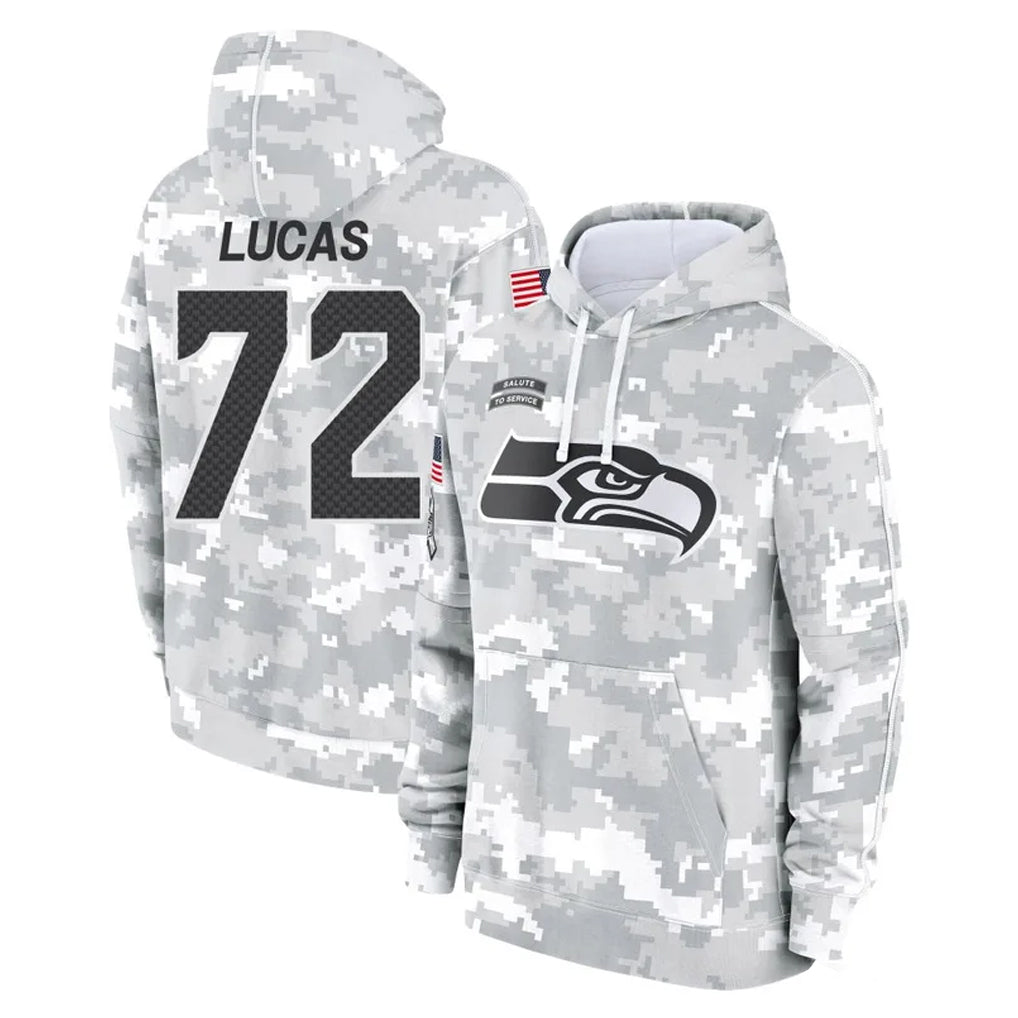 BIPIHUC S.Seahawks #72 Abraham Lucas Player Arctic Camo Limited Salute to Service Pullover Hoodies Game Stitched Jerseys