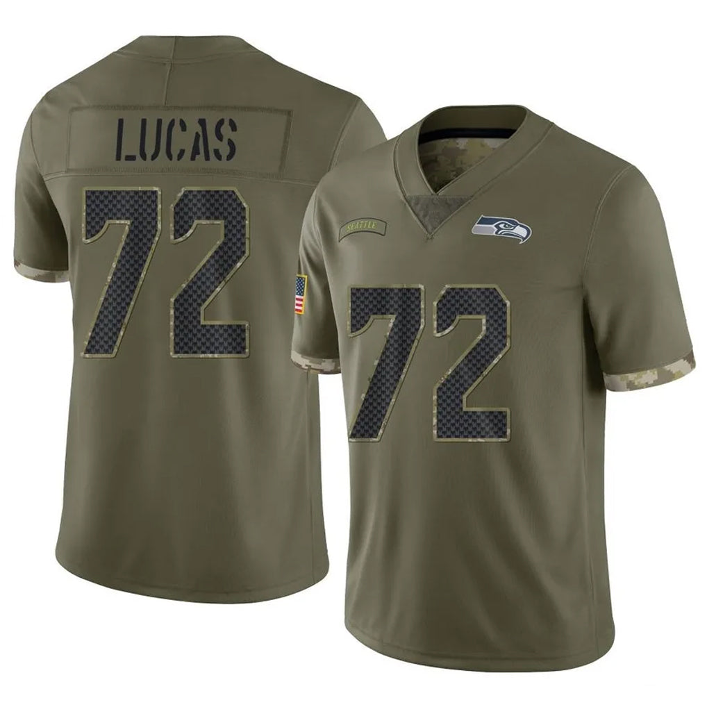 BIPIHUC S.Seahawks #72 Abraham Lucas Player Olive Limited Salute To Service Home Game Stitched Jerseys