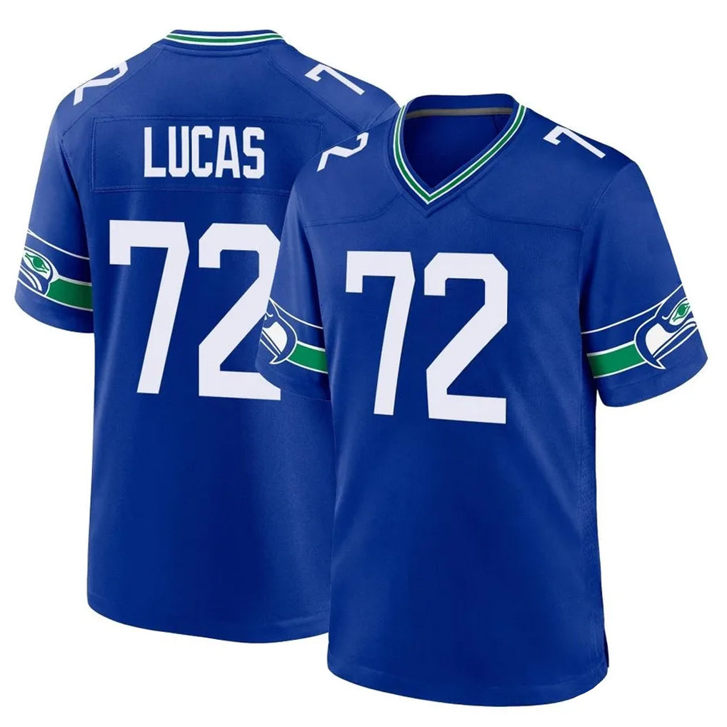 BIPIHUC S.Seahawks #72 Abraham Lucas Player Royal Throwback Home Game Stitched Jerseys